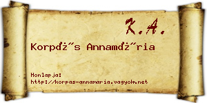 Korpás Annamária névjegykártya