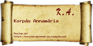 Korpás Annamária névjegykártya